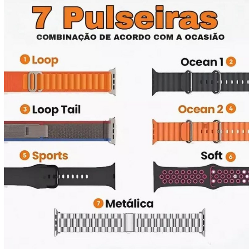 Smartwatch Ultra 9 - com 7 Pulseiras