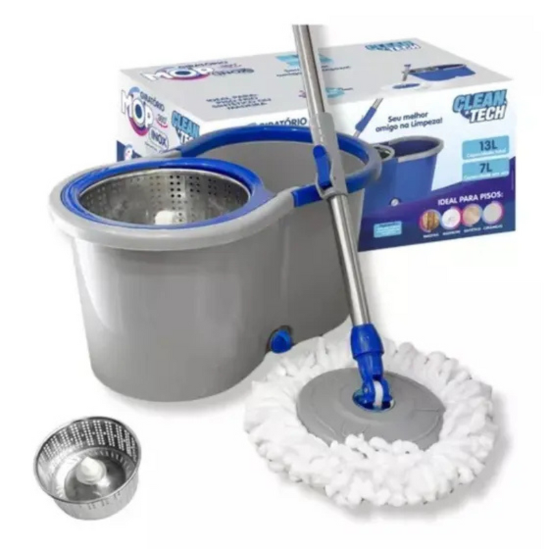 Mop Giratório 360° com Cesto Inox