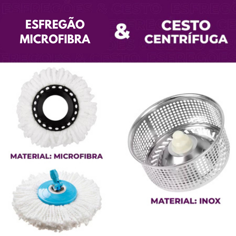 Mop Giratório 360° com Cesto Inox